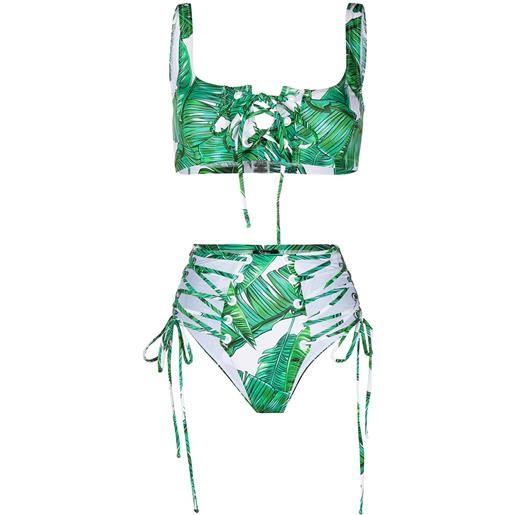 Noire Swimwear slip bikini a vita alta - verde