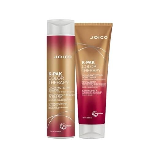 Joico - shampoo k-pak color therapy 300 ml e balsamo 250 ml per preservare il colore e riparare i capelli danneggiati