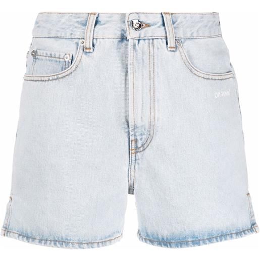 Off-White shorts denim diag con stampa - blu