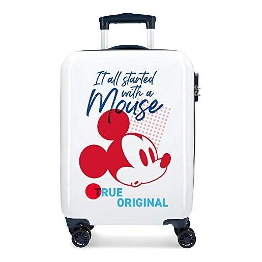 Disney mickey magic trolley cabina, bianco (blanco), 37x55x20 cm, rigida abs chiusura a combinazione numerica 33l 2,8kgs 4 doppie ruote bagaglio a mano