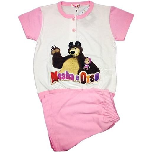 BABY DISTRIBUTION pigiama completo maglia maglietta pantaloncino bimba bambina masha e orso rosa 3a
