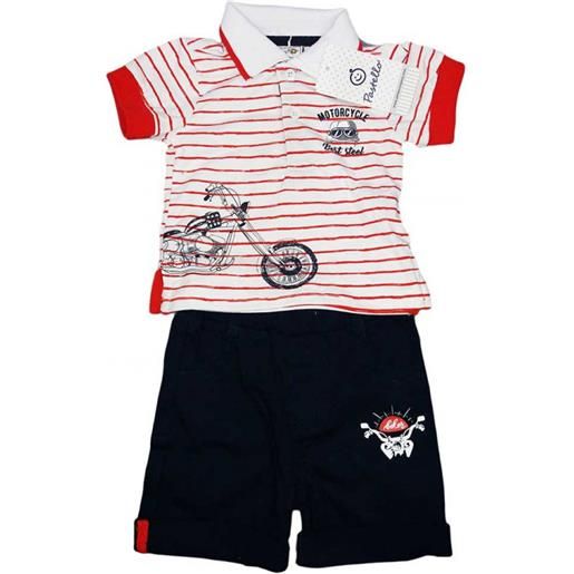 BABY DISTRIBUTION completo maglia maglietta pantaloncino bimbo neonato pastello rosso 6 - 9 mesi