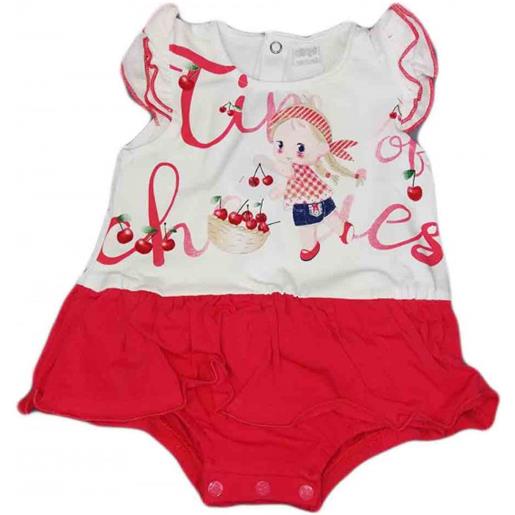 BABY DISTRIBUTION pagliaccetto abitino tutina bimba neonato senza manica ellpi bianco rosso 6 m