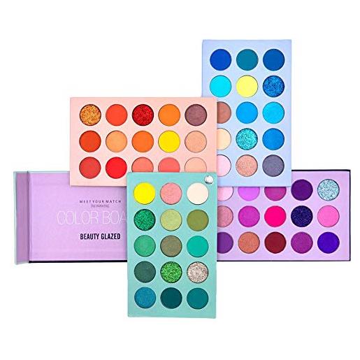 Beauty Searcher palette di ombretti a 60 colori, tavolo 4 in 1 con glitter ad alta pigmentazione, rotazione dell'ombretto opaco, tavolozza per il trucco nudo perlescente, occhi cosmetici
