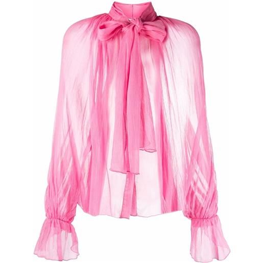 Atu Body Couture blusa semi trasparente con fiocco - rosa