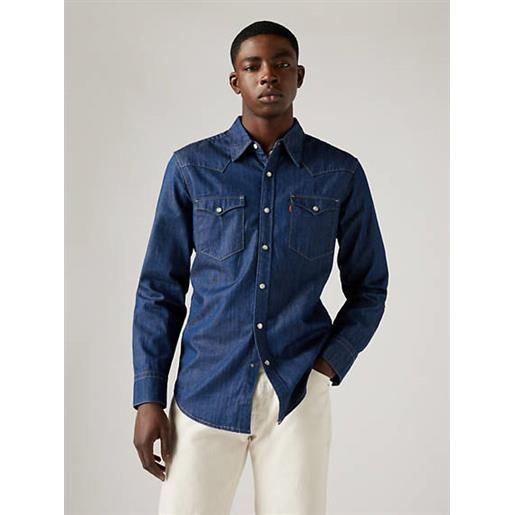 Levi's camicia western barstow standard blu / red cast rinse marbled