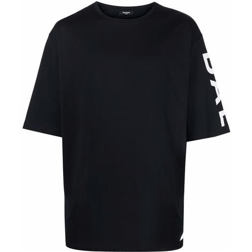 Balmain t-shirt oversize con stampa - nero
