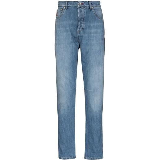 Brunello Cucinelli jeans slim con applicazione - blu
