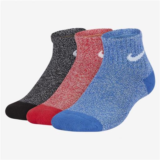 Nike performance cushioned quarter pacchetto calze caviglia 3 paia blu/rosso/nero