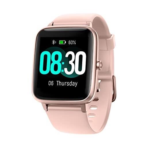 GRV smartwatch donna orologio fitness contapassi cardiofrequenzimetro da polso saturimetro conta calorie per android ios, ciclo mestruale, notifiche messaggi e whatsapp, 9 modalità sportivo rosa