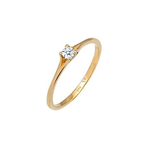 DIAMORE elli diamonds anello donne fidanzamento vintage con diamante (0,06 ct. ) in oro giallo 585
