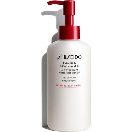 Shiseido extra rich cleansing milk per pelli secche 125 ml latte detergente per il viso dispenser pelle secca