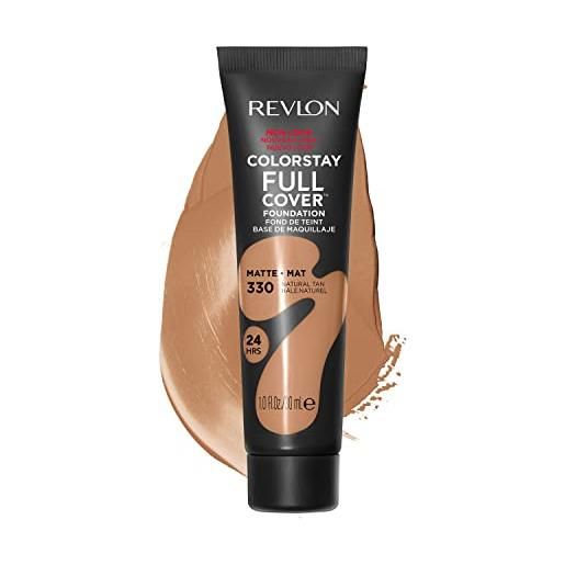Revlon color. Stay - fondotinta a copertura completa, resistente al calore e al sudore, leggero per il viso, abbronzatura naturale (330), 30 ml