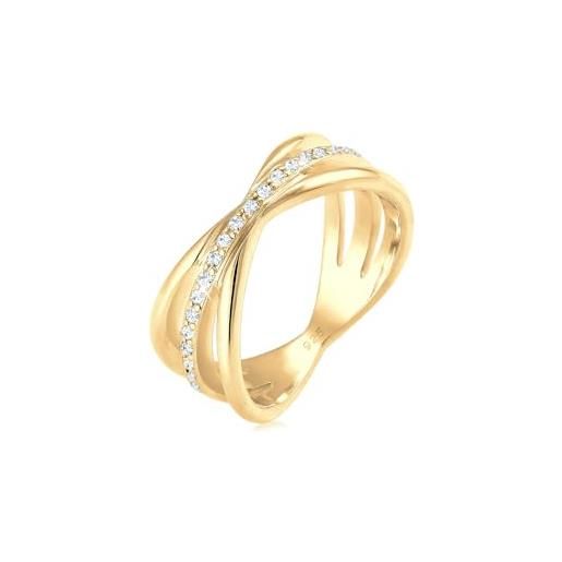 Elli anello di alta qualità con cristalli in argento sterling 925, l½ uk (52 eu), oro argento, cristallo
