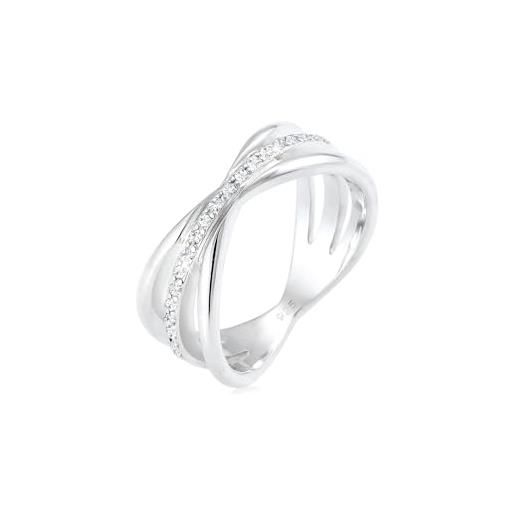Elli anello di alta qualità con cristalli in argento sterling 925, n½ uk (54 eu), metallo oro metallo argento, cristallo