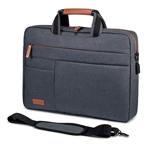LOVEVOOK borsa porta pc 17 pollici portatile notebook impermeabile borsa a tracolla per laptop borsa da lavoro per uomini donne insegnanti affari viaggi scuola universitari grigio scuro