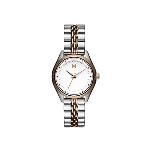 MVMT orologio analogico al quarzo da donna collezione rise mini con cinturino in acciaio inossidabile bianco/oro (white/gold)