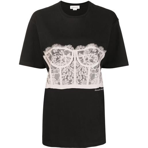 Alexander McQueen t-shirt lace corset - nero