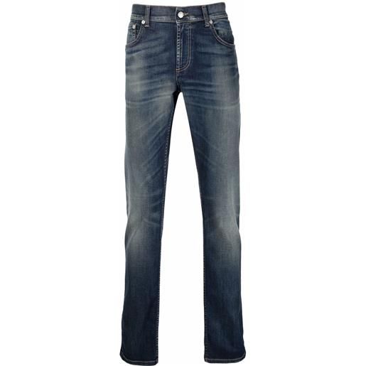Alexander McQueen jeans con ricamo 3d - blu