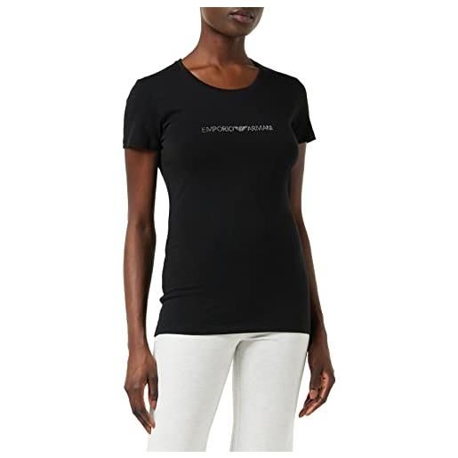 Emporio Armani crew neck t-shirt iconic logoband, maglietta donna, nero, s