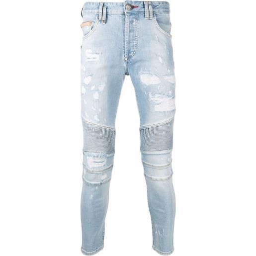 Philipp Plein jeans skinny con inserti - blu