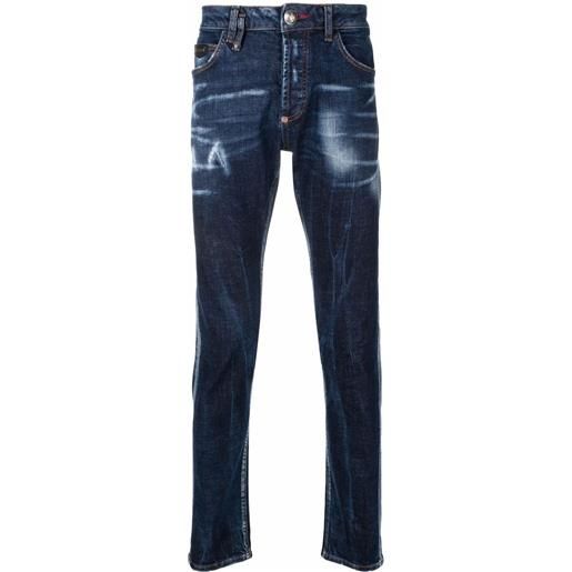 Philipp Plein jeans slim a vita media - blu