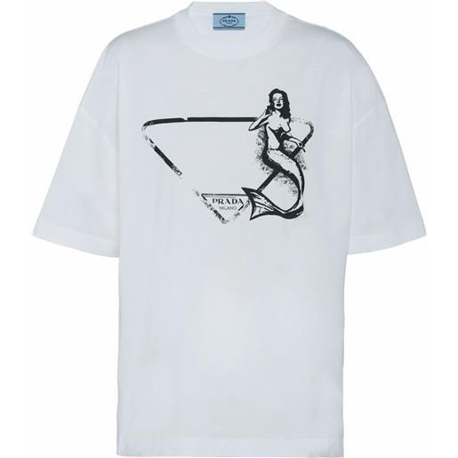Prada t-shirt oversize con stampa - bianco