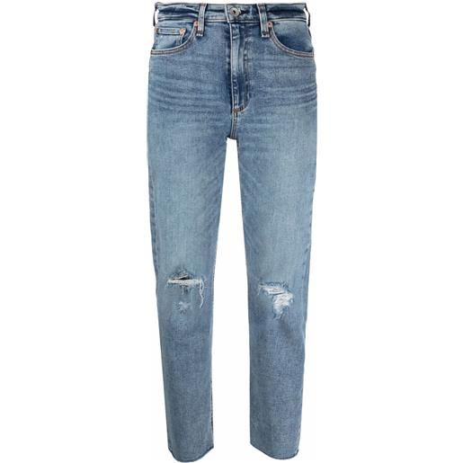 rag & bone jeans con effetto vissuto crop - blu