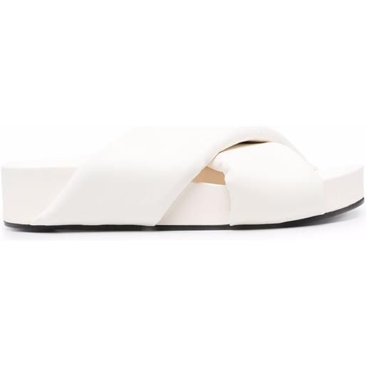 Jil Sander sandali slides con design a incrocio - bianco