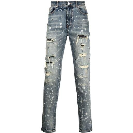 God's Masterful Children jeans con strappi billy the kid - blu