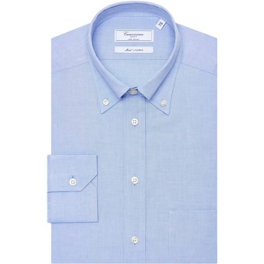Camicissima camicia permanent azzurra, con taschino, slim livorno button down