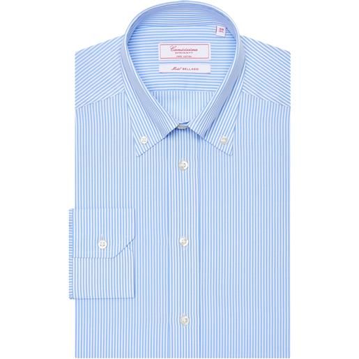 Camicissima camicia permanent azzurra a righe, extra slim bellagio button down