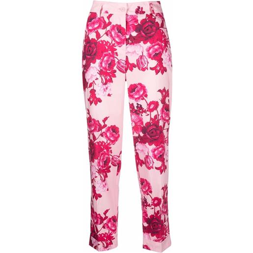 P.A.R.O.S.H. pantaloni sartoriali a fiori - rosa