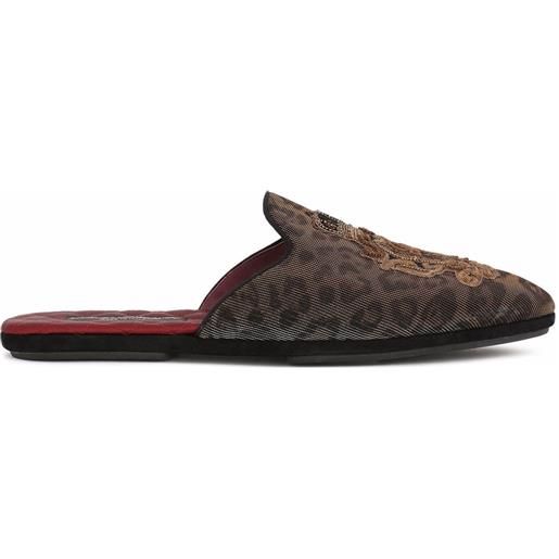 Dolce & Gabbana slippers bramante con stampa - marrone