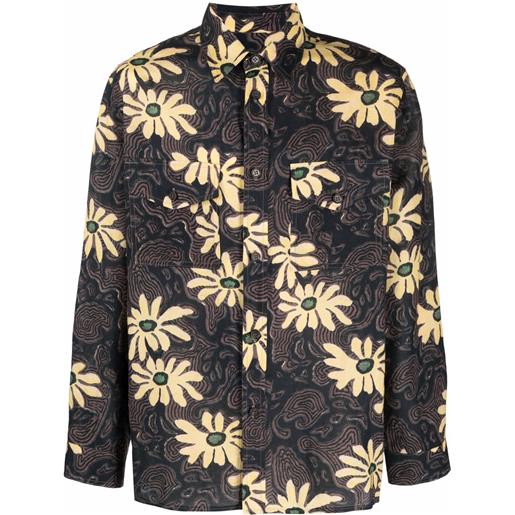 Nanushka giacca-camicia a fiori - marrone