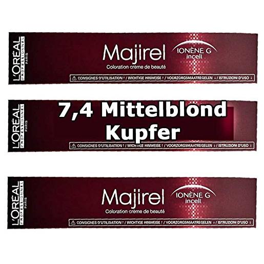 Majirel loreal Majirel - crema per capelli 7,4 biondo medio rame, 50 ml
