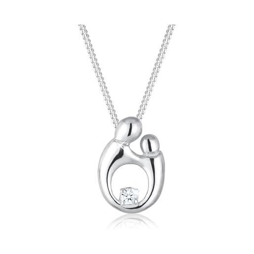 DIAMORE elli diamonds collana donne madre bambino elegante con diamante (0.03 ct. ) in argento sterling 925
