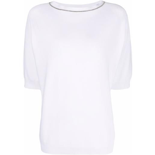 Fabiana Filippi t-shirt con bordo metallizzato - bianco