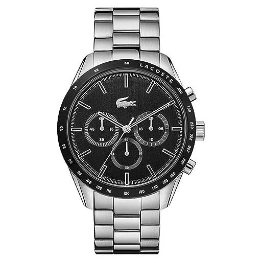 Lacoste orologio con cronografo al quarzo da uomo con cinturino in acciaio inossidabile argentato - 2011079
