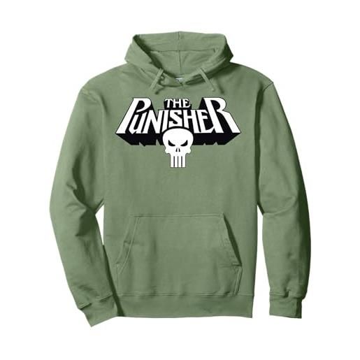 Marvel the punisher retro classic logo clean felpa con cappuccio