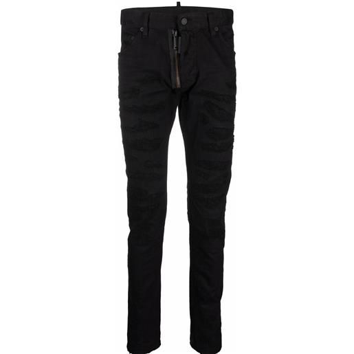 Dsquared2 jeans skinny con stampa - nero