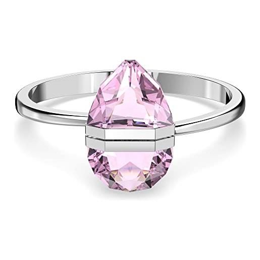 Swarovski lucent bracciale rigido, cristallo oversize taglio a goccia su montatura in acciaio inossidabile con chiusura magnetica, taglia l, rosa