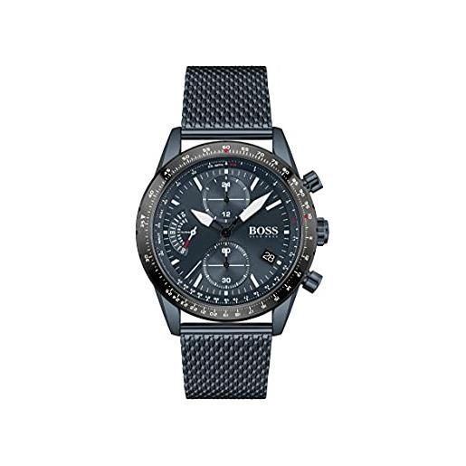Boss orologio con cronografo al quarzo da uomo con cinturino in maglia metallica in acciaio inossidabile blu - 1513887