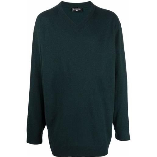 Balenciaga maglione con scollo a v - verde