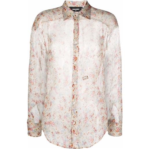 Dsquared2 camicia a fiori - toni neutri