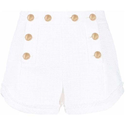 Dsquared2 shorts a vita alta in tweed - bianco