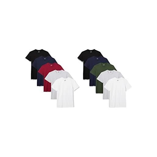 Lower East le105 maglietta uomo, multicolore 2 x nero / 1 x verde scuro / 2 x blu scuro / 2 x grigio chiaro mélange / 2 x bianco / 1 x rosso scuro (confezione da 10 pezzi), 3xl