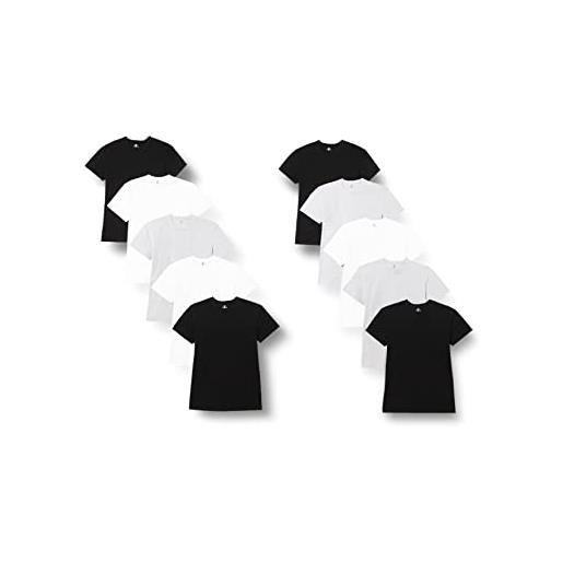 Lower East maglietta con scollo rotondo, uomo, nero/bianco/grigio chiaro mélange (confezione da 10), s