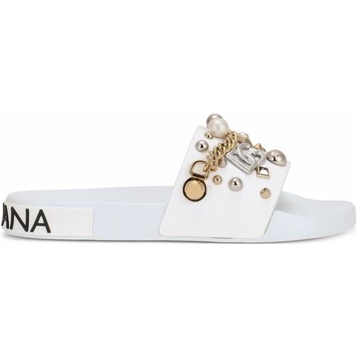 Dolce & Gabbana sandali slides con borchie - bianco