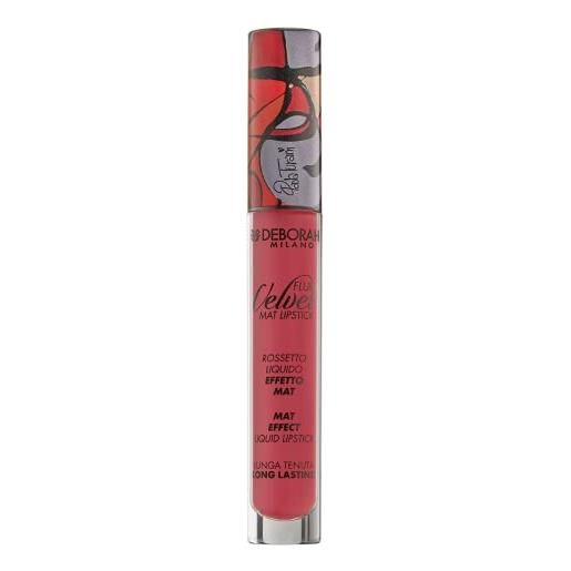 Deborah milano - fluid velvet mat lipstick, n. 8 classy mauve painted by paola turani, rossetto liquido effetto matte a lunga tenuta, dona labbra soffici e idratate, 4.5 gr